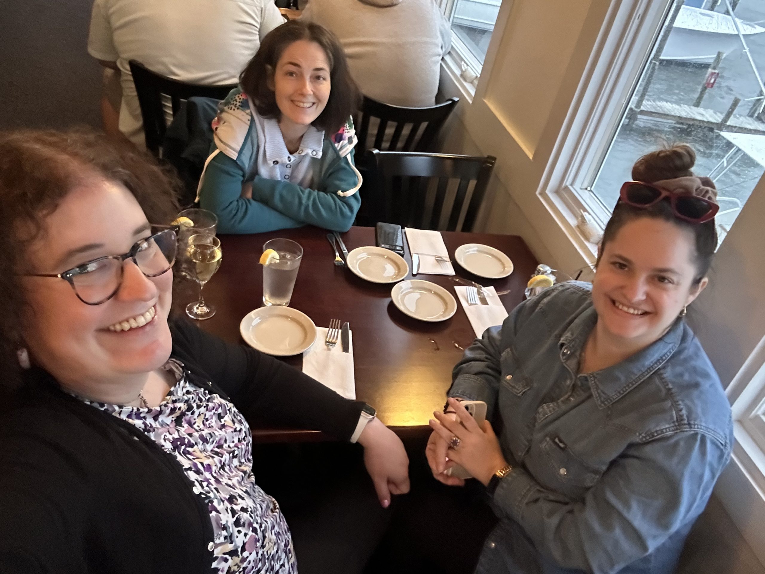 Selfie of Christen, Abbie and Lauren at Dinky's Restaurant in Hatteras Village, NC.